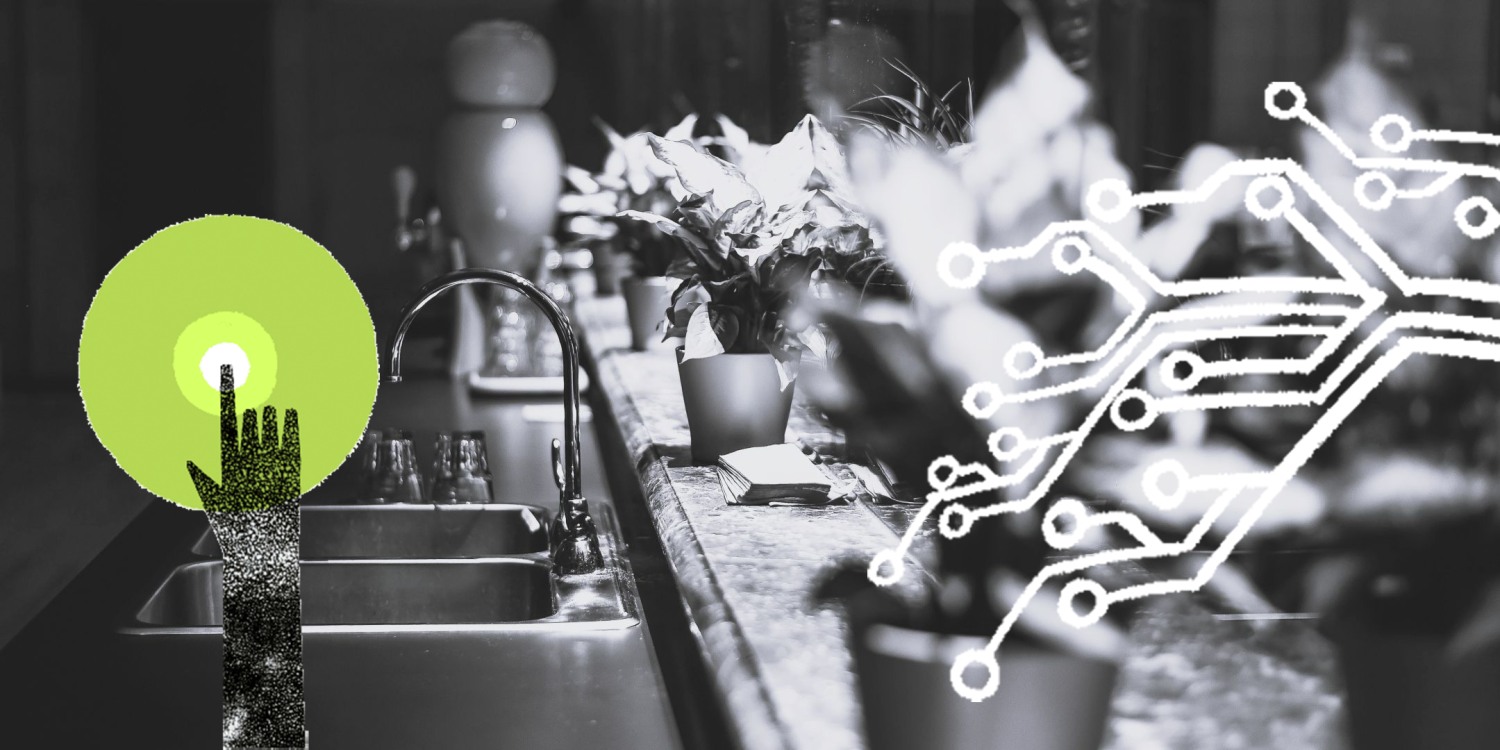 kitchen, data network, hand pointing device