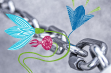 Decorative image of flowers in chains