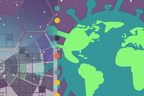 Coronavirus image combined with data