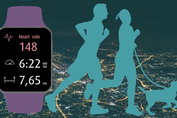 Runners with a fitness tracker