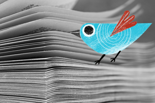 Decorative image of bird and open book