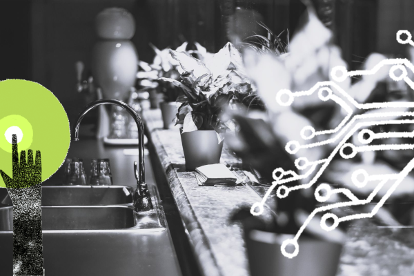 kitchen, data network, hand pointing device