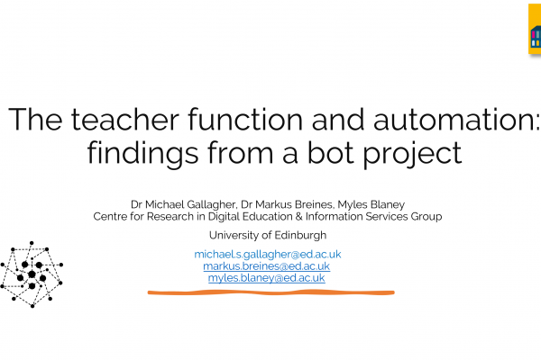Decorative of powerpoint slide showing seminar title and speaker information